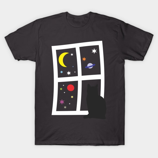 Cat and Stars T-Shirt by YellowMadCat